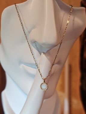 Dainty Rainbow Moonstone Pendant Necklace 14k Gold Filled